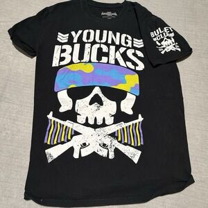 Young‎ Bucks Bullet Club T-Shirt - Men's Black Pro Wrestling Tees NJPW AEW Med